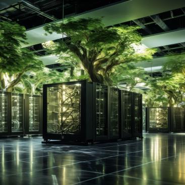 trees growing in computer servers