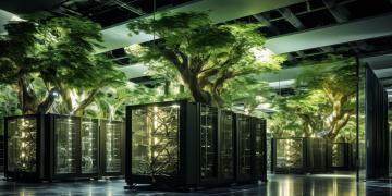 trees growing in computer servers